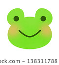 An illustration of a cute, smiling frog's face. 138311788