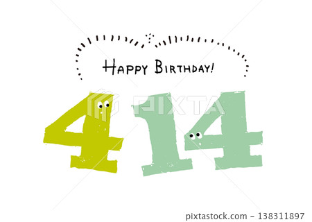 Hand-drawn number illustrations, simple and cute date material: April 14th 138311897
