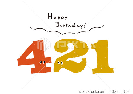 Hand-drawn number illustrations, simple and cute date material, April 21st Hand-drawn number illustrations, simple and cute date material, April 21st 138311904