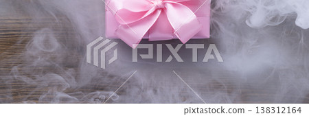 gift banner with pink box and smoke 138312164