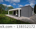Modular modern minimalist house with low energy design and high efficiency heating and cooling solar renewable energy 138312172