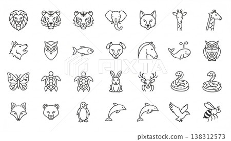 Heart Icon Collection Love Symbol Outline Set 138312573