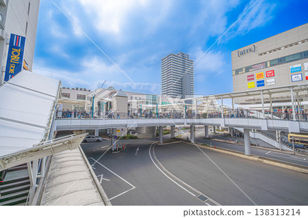 Pedestrian deck at Kawagoe Station East Exit and streetscape in front of the station [Kawagoe City, Saitama Prefecture] 138313214