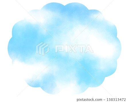 一幅以藍天為背景，剪裁成蓬鬆雲朵形狀的插畫。 138313472