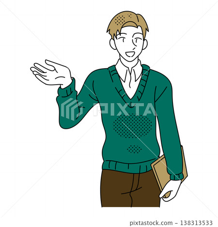 一位身著休閒裝的商人正在講解或分享訊息。 138313533