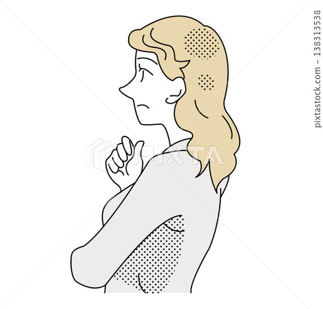 A side view illustration of a foreign businesswoman with her hand on her chin, deep in thought. A side view illustration of a foreign businesswoman with her hand on her chin, deep in thought. 138313538