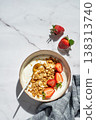 Healthy yogurt bowl with granola and fresh berries for clean eating diet 138313740