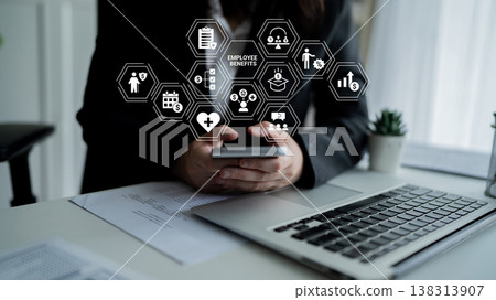 Employee benefits and financial incentive network concept Parse 138313907
