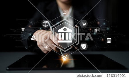 Financial services and digital banking infrastructure network concept Parse Financial services and digital banking infrastructure network concept Parse 138314901