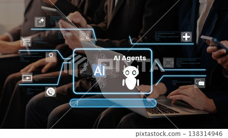AI Agents in Digital Interaction: Illustrating Technology, Communication, and Automation for Modern Business Solutions and User Engagement Strategies Gluon 138314946