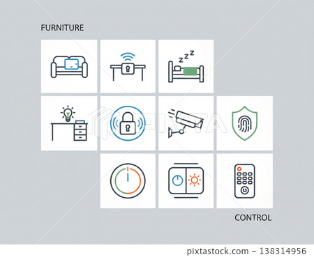Smart Home Control Icon Set Minimal Interface Design 138314956