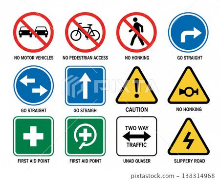 Complete Traffic Sign Set Road Safety Symbols Collection 138314968
