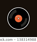 A classic vinyl record with an orange label on a dark background. Stock Vector Groovy Sticker A classic vinyl record with an orange label on a dark background. Stock Vector Groovy Sticker 138314988