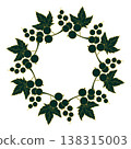 Currant Wreath. Dark Blue Berry with Gold Outline. Round Botanical Border. Vector illustration 138315003