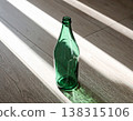 Minimalist glass bottle of water, green 138315106