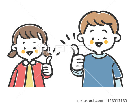 Children making a thumbs-up sign (upper body, vector) Children making a thumbs-up sign (upper body, vector) 138315183
