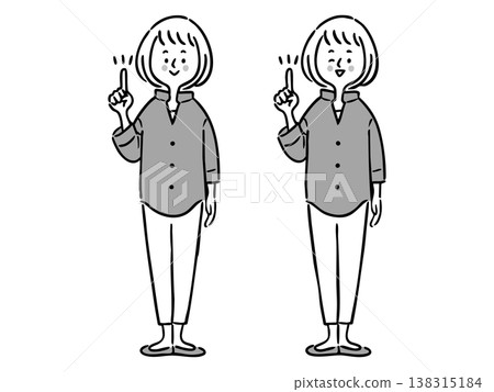 Woman pointing, full body, vector (monochrome) Woman pointing, full body, vector (monochrome) 138315184