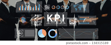 Group of business professionals presenting Key Performance Indicator data and analytics through digital dashboard with charts and graphs in modern office setting Gantry Group of business professionals presenting Key Performance Indicator data and analytics through digital dashboard with charts and graphs in modern office setting Gantry 138315189