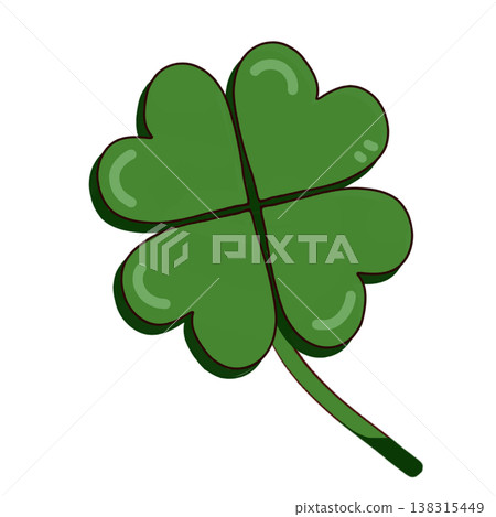 Four-leaf clover illustration icon (green / lucky / with shadow / 3D effect) Four-leaf clover illustration icon (green / lucky / with shadow / 3D effect) 138315449