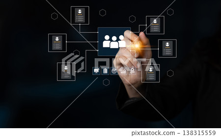 Digital Network Visualization with Data Points and User Interaction in a Dark Environment Highlighting Modern Technology Concepts Ledger Digital Network Visualization with Data Points and User Interaction in a Dark Environment Highlighting Modern Technology Concepts Ledger 138315559