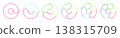 A set of 1-6 step rotating arrows (cycle arrows) with colorful outlines, vector graphics. 138315709