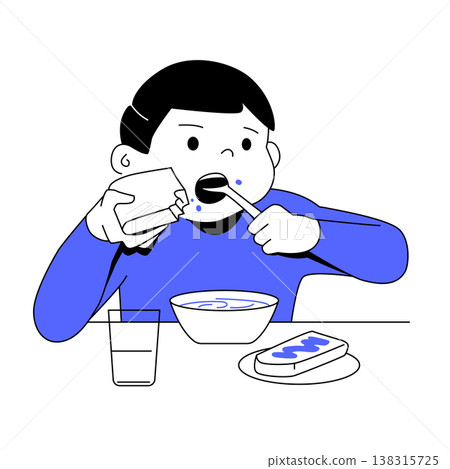 Boy Enjoying Meal - Colorful Flat Design Illustration Boy Enjoying Meal - Colorful Flat Design Illustration 138315725