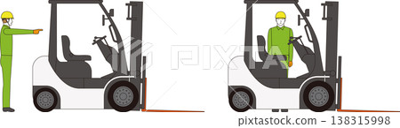 A side view illustration of a counterbalanced forklift and the operator. 138315998