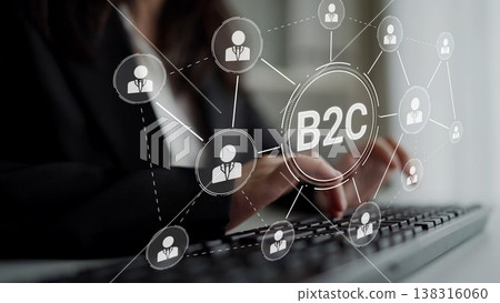 B2C Business Model with Consumer Delivery, Retail, and Growth Icons Muxer B2C Business Model with Consumer Delivery, Retail, and Growth Icons Muxer 138316060