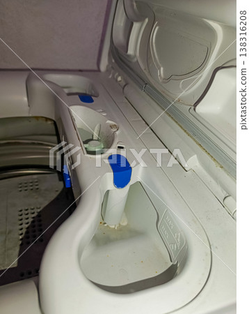 Dirty White Washing Machine with Mold and Stains Dirty White Washing Machine with Mold and Stains 138316208