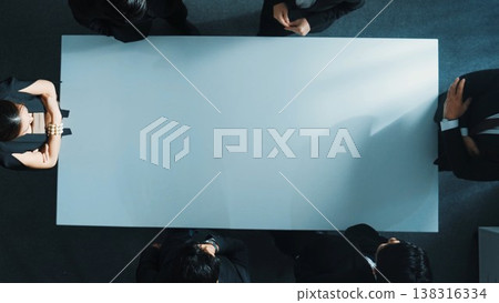 Top view of smart businessman discussing about marketing strategy. Directorate. Top view of smart businessman discussing about marketing strategy. Directorate. 138316334