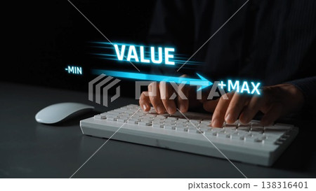 Value slider indicator with glowing bar showing minimum to maximum Marrow Value slider indicator with glowing bar showing minimum to maximum Marrow 138316401