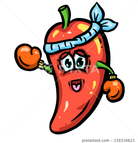 Hot Chilli Jalapeno Vector Cartoon Illustration Spicy Character 138316621