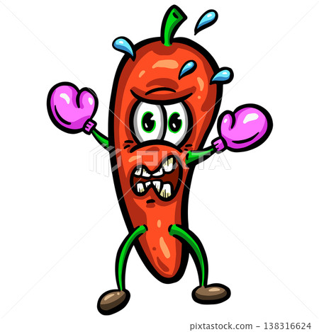 Hot Chilli Jalapeno Vector Cartoon Illustration Spicy Character Hot Chilli Jalapeno Vector Cartoon Illustration Spicy Character 138316624