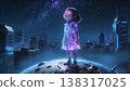 A girl gazing up at the universe 138317025