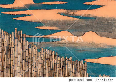 Ukiyo-e style Japanese background illustration Ukiyo-e style Japanese background illustration 138317336