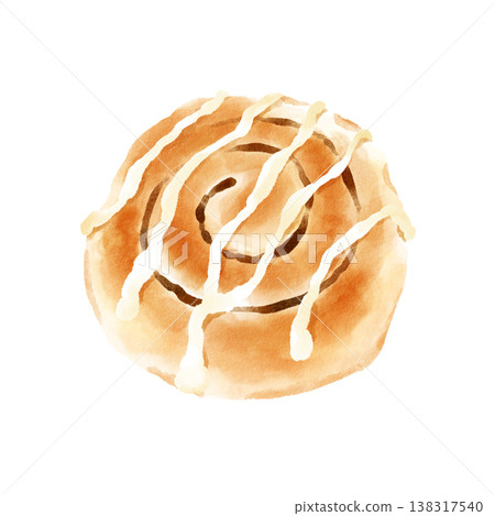 Cinnamon roll, hand-drawn, watercolor style Cinnamon roll, hand-drawn, watercolor style 138317540