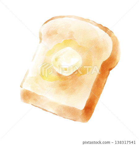 Buttered toast, hand-drawn, watercolor style 138317541