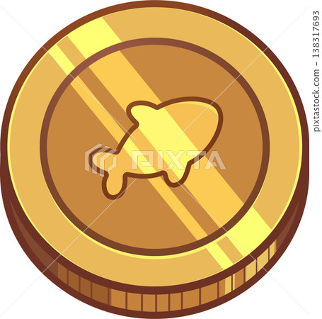Gold Coin with Fish Symbol Gold Coin with Fish Symbol 138317693