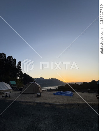 Sunrise as seen from a campsite in Aso Sunrise as seen from a campsite in Aso 138317759