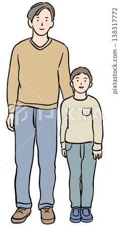An illustration of a father and son who get along well. 138317772