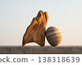snail on wooden table 138318639