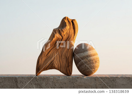 snail on wooden table 138318639