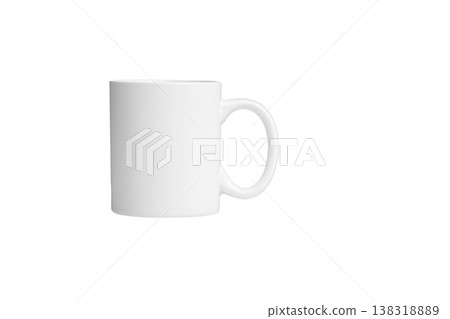 white cup for tea or coffee on isolated white background 138318889