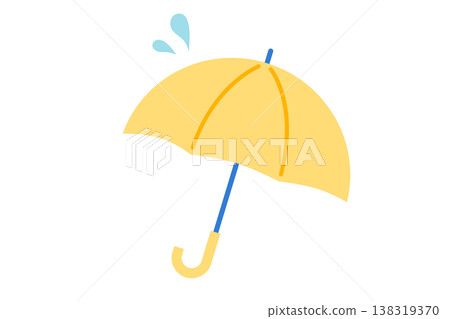 Vector illustration of a yellow umbrella with splashes of water. 138319370