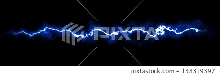 Blue Electric Lightning Plasma Wave Isolated on Black Background Blue Electric Lightning Plasma Wave Isolated on Black Background 138319397