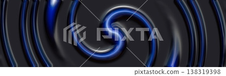 Glossy blue and black abstract swirl with smooth curves and reflective texture Glossy blue and black abstract swirl with smooth curves and reflective texture 138319398