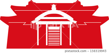 Okinawa Castle Silhouette 138319943