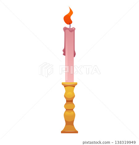 Burning candle on candlestick vector flat icon, vintage candle holder, relaxation and religion ceremony interior element Burning candle on candlestick vector flat icon, vintage candle holder, relaxation and religion ceremony interior element 138319949