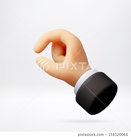 3d cartoon businessman hand showing pinch gesture. 138320068