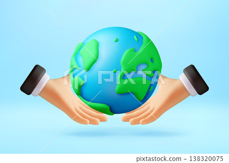 3d illustration of hands holding earth globe 3d illustration of hands holding earth globe 138320075